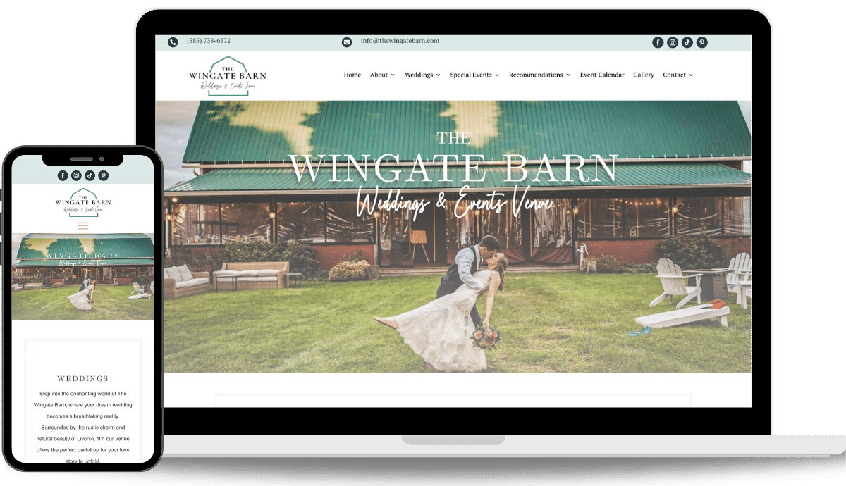 The Wingate Barn desktop and phone mock up